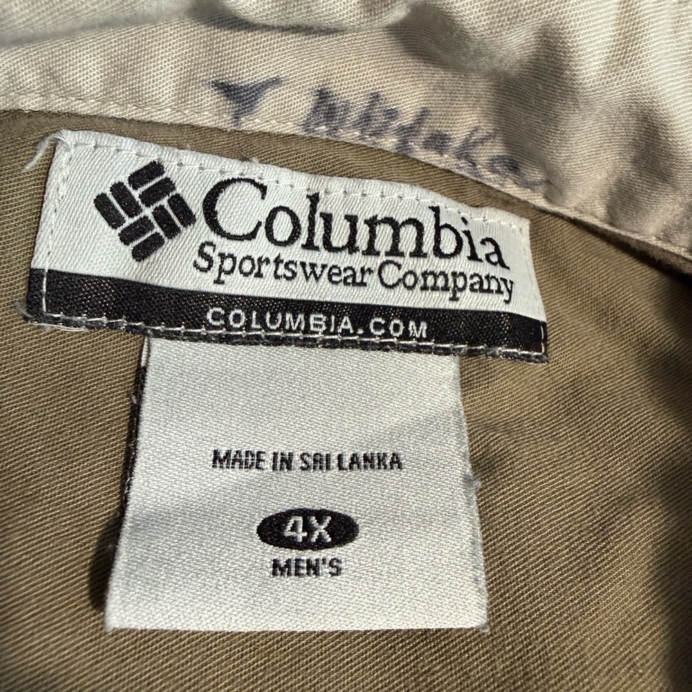 COLUMBIA Men's Khaki Long-Sleeved Casual Button Down Collared Shirt Size 4XL - Picture 2 of 8